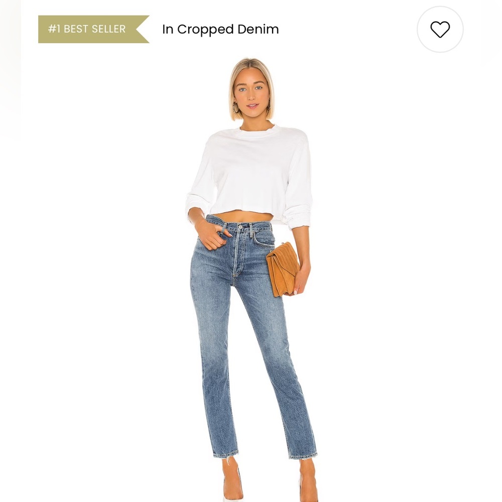 Agolde Riley High Rise Straight Crop in Frequency Jeans